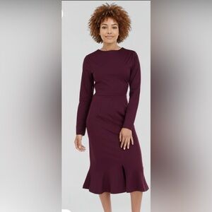 Marycrafts silky wine wiggle dress w/ fishtail hem SZ 14 NWT